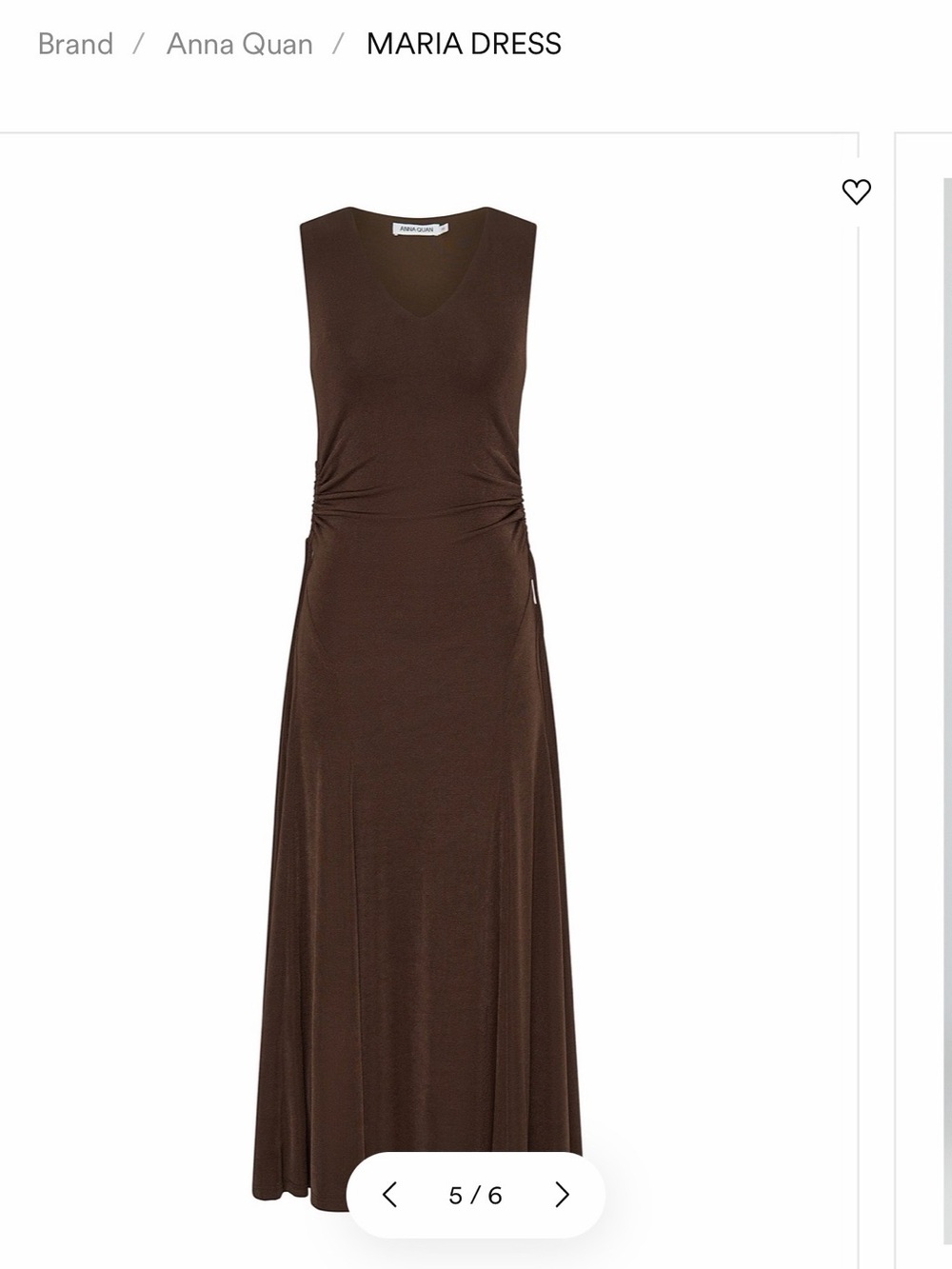 Anna Quan MARIA Brown V-Neck Sleeveless Maxi Dress, NWT, $580